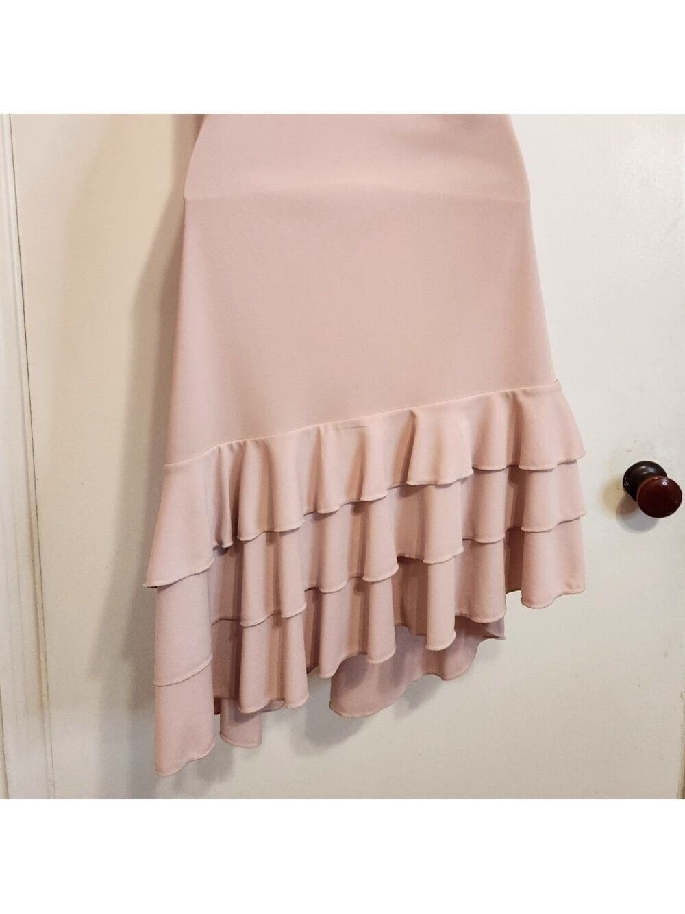 Express Pink Strapless Shirred Ruffle Bodycon Knit Dress Size 14 - Picture 6 of 10